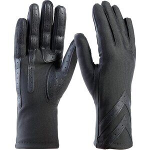 Women's Charcoal - Smartdri Spandex Gloves Warm Fleece Lined Chevron Touchscreen